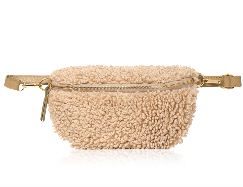 Light Taupe Shearling Waist Bag