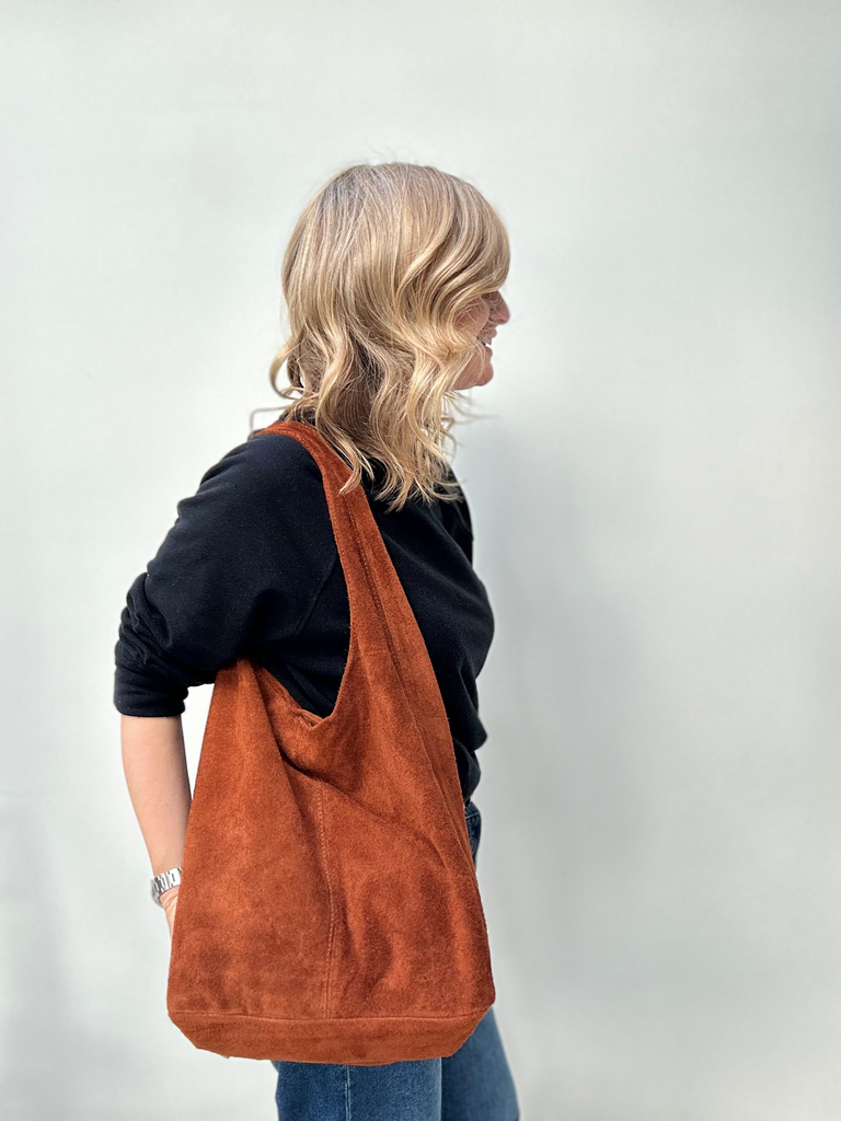 Suede Tote Bag For Women - Large Slouchy Shoulder Bag