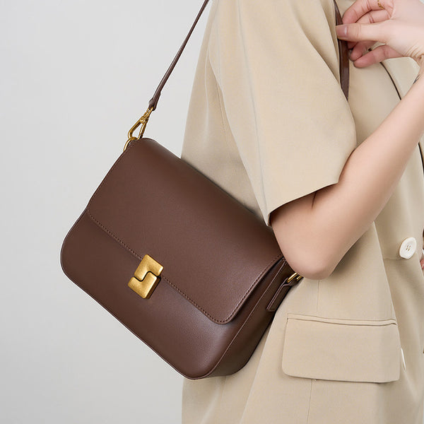 SAMPLE - Faux Leather Chocolate Brown Shoulder Bag