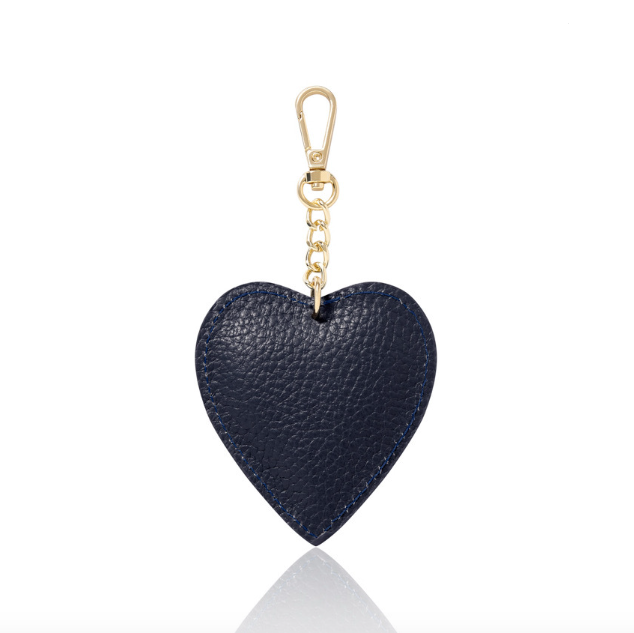 Navy Blue Leather Heart Bag Charm