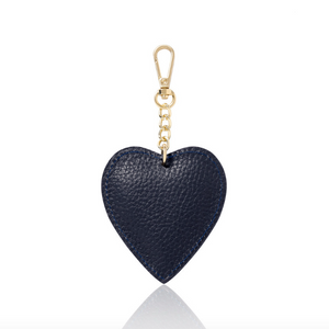 Navy Blue Leather Heart Bag Charm