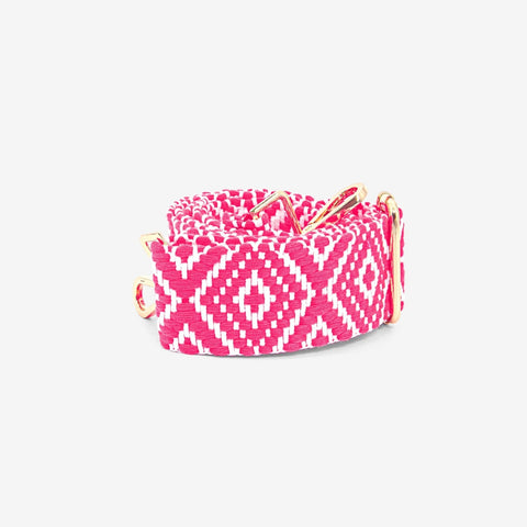 Neon Pink Geometric Pattern Bag Strap