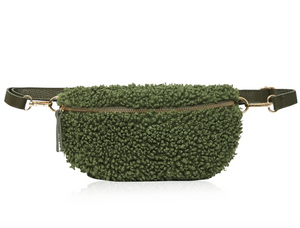 Olive Green Shearling Waist Bag