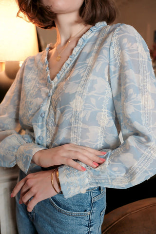 Pale Blue Floral Blouse from Lovie & Co