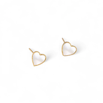 Pearl White Heart Stud Earring (18ct gold plate)