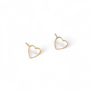 Pearl White Heart Stud Earring (18ct gold plate)