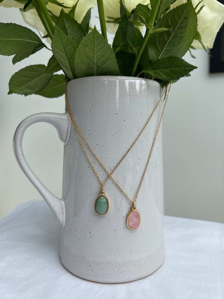 Quartz Pendant Necklace (Rose Pink or Aventurine Green) from MisGraceful 