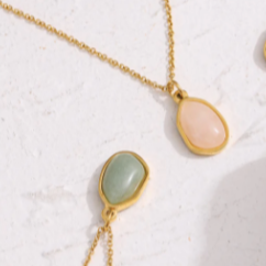 Quartz Pendant Necklace (Rose Pink or Aventurine Green) from MisGraceful 