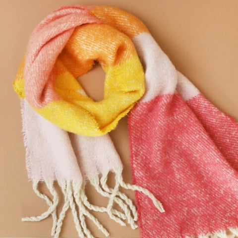 Pink Sunset Block Blanket Scarf Lisa Angel