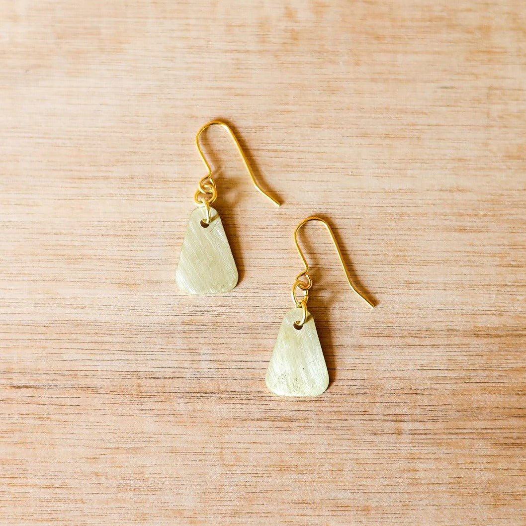 Rulo Brass Triangle Earrings