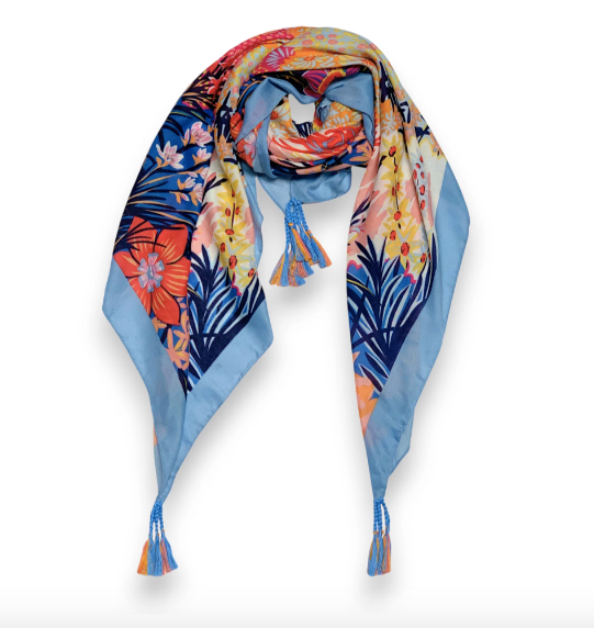 SAMPLE Blue Floral Square scarf