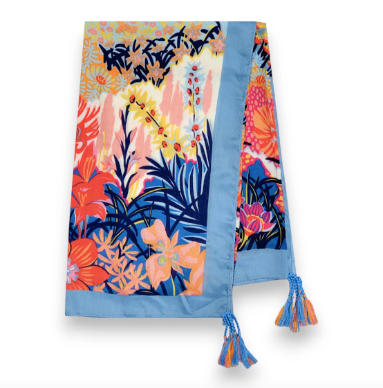 SAMPLE Blue Floral Square scarf