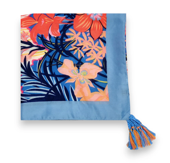 SAMPLE Blue Floral Square scarf