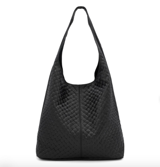 SAMPLE Black Textured Leather Shoulder Bag