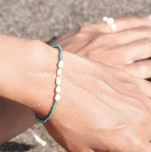 Semara Bead and Pearl Bracelet in Turquoise Blue from Pink Lemons