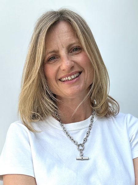 Silver Chunky T-Bar Necklace from MisGraceful worn by Cathy