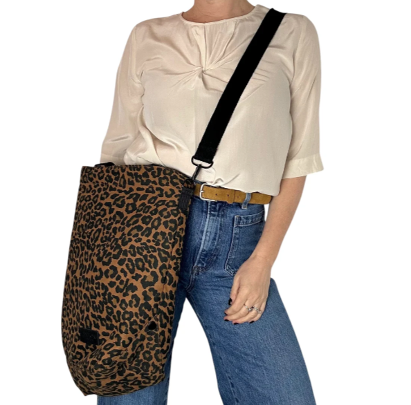 Leopard Print Cotton Large Tote