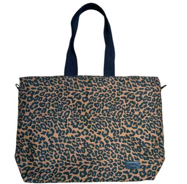 Leopard Print Cotton Large Tote