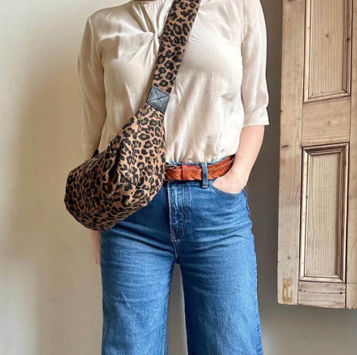 Leopard Print Cotton Sling Bag - Regular