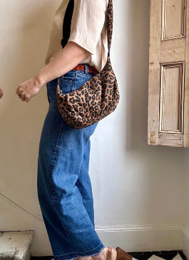 Leopard Print Cotton Sling Bag - Regular