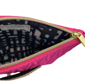 Bright Pink Tribeca Make Up Bag with Palm Tree Pin from Sixton London