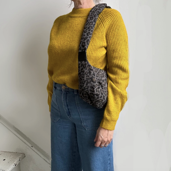 Grey Leopard Print Cotton Sling Bag - Regular from Sixton London