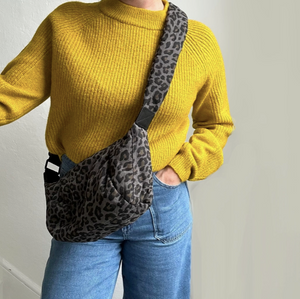 Grey Leopard Print Cotton Sling Bag - Regular from Sixton London