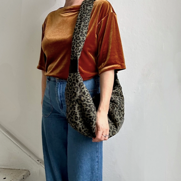 Green Leopard Print Cotton Sling Bag - Large from Sixton London