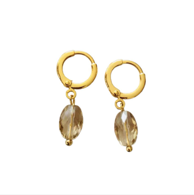 Gold Huggie Hoop with Slate Glass Earrings from Last True Angel