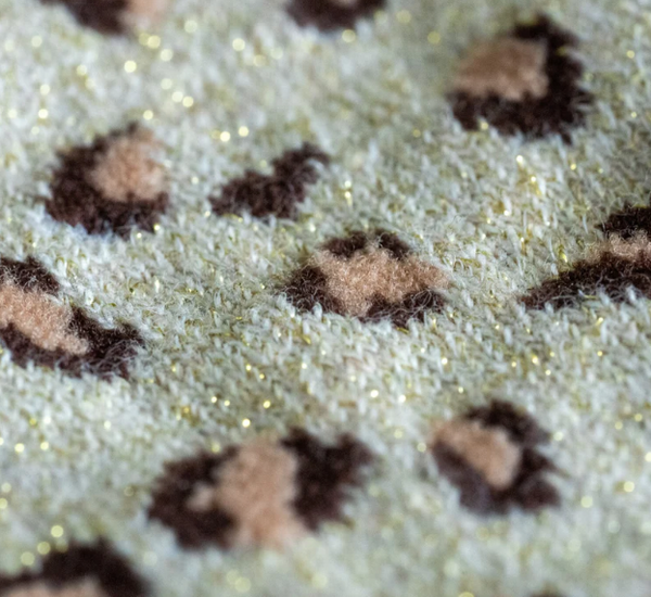 Cream Leopard Print Ankle Socks with Glitter - from Billy Belt France