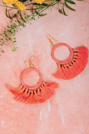 Soft Pink Tassel Earrings from Pink Lemons