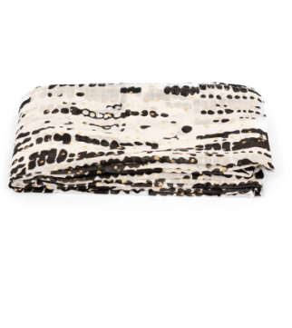 Soraya Lightweight Cotton Scarf - black white, Tie Dye
