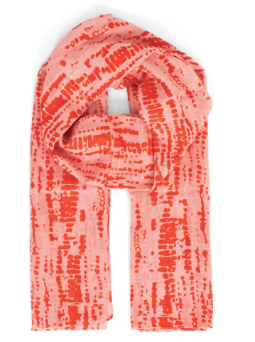 Soraya Lightweight Cotton Scarf - Red/Pink, Tie Dye