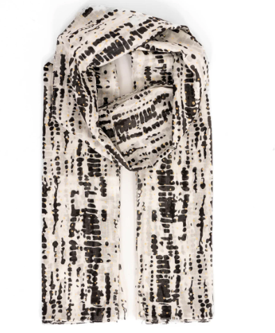 Soraya Lightweight Cotton Scarf - black white, Tie Dye