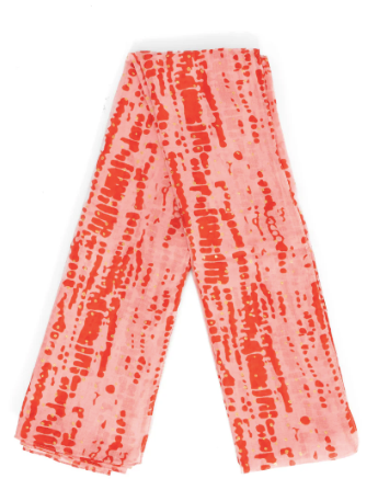 Soraya Lightweight Cotton Scarf - Red/Pink, Tie Dye