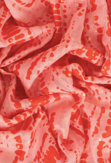 Soraya Lightweight Cotton Scarf - Red/Pink, Tie Dye