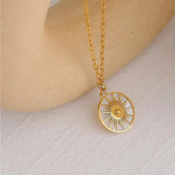 Gold and Mother of Pearl Sunburst Necklace Alice s Wonders UK