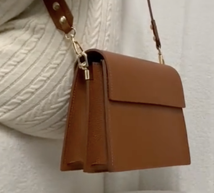 Tan Leather Structured Crossbody Bag