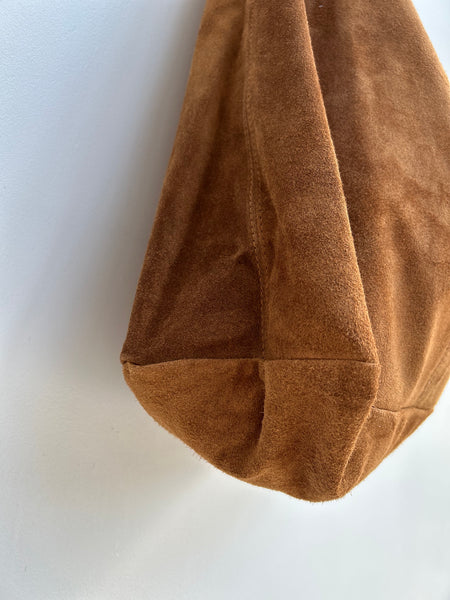 Tan suede slouchy tote