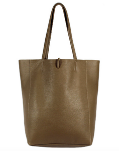 Taupe Leather Tote Bag