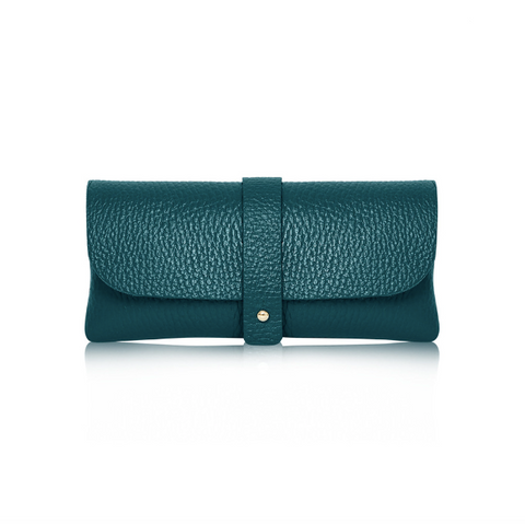 Teal Leather Glasses Case