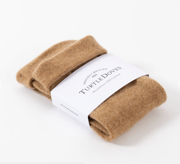 Turtle Doves Recycled Cashmere Wristwarmers - Camel 