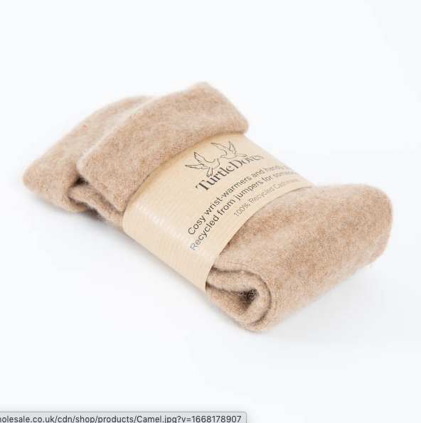 Turtle Doves Recycled Cashmere Wristwarmers - Sand