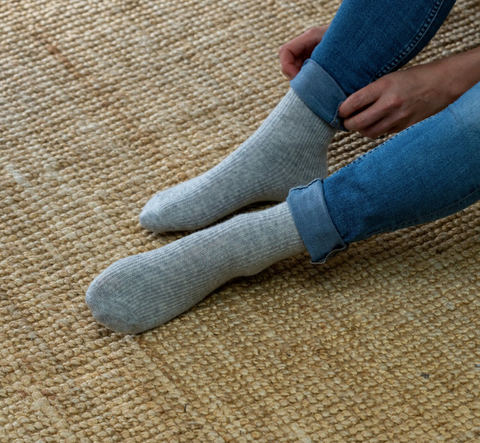 Pale Grey Wool with Angora Socks - Billy Belt