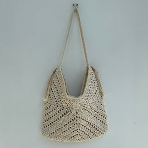 Beige Crochet Hobo Bag