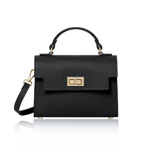 Black Leather Box Crossbody Bag