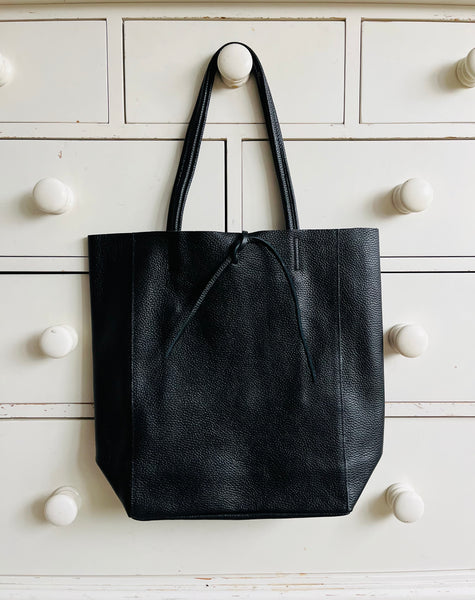 Black Leather Tote Bag