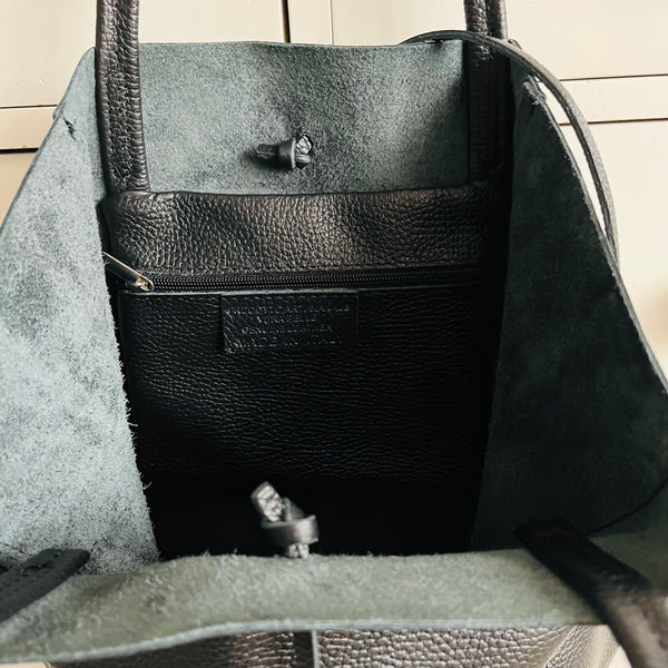 Black Leather Tote Bag