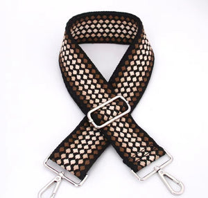 Black Dots Dots Pattern Bag Strap (silver hardware)