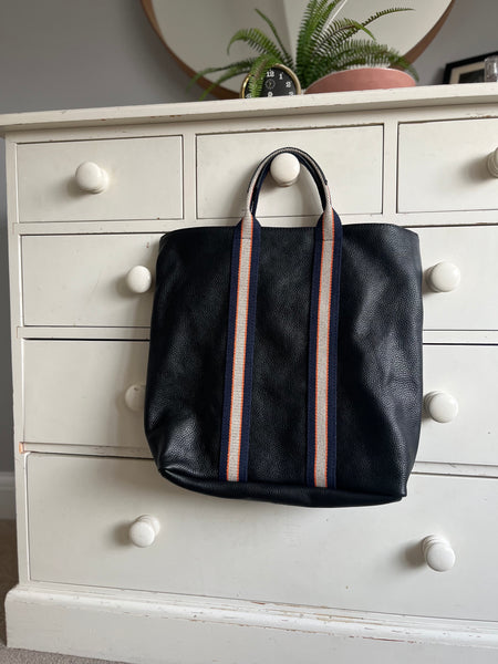 Black Leather Tote Backpack